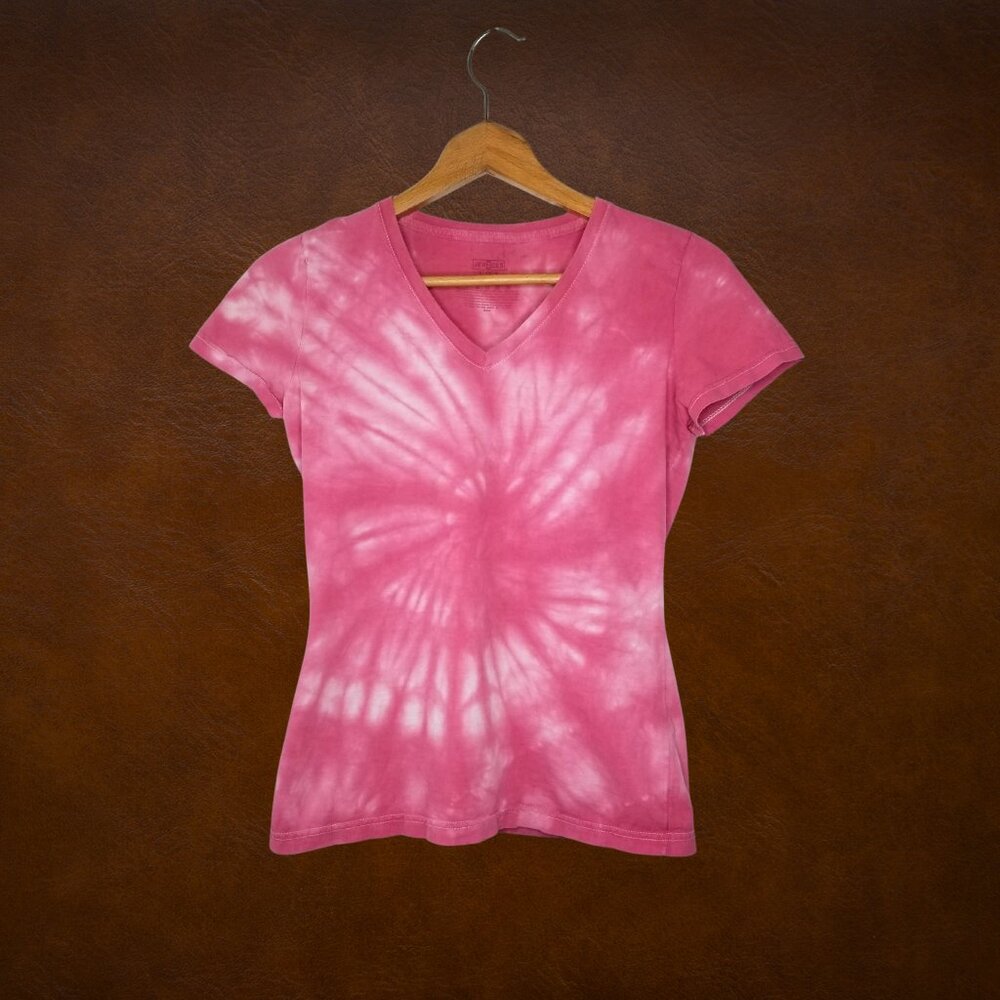 Pink Jerzees Tie-Dye Babydoll Shirt, Small